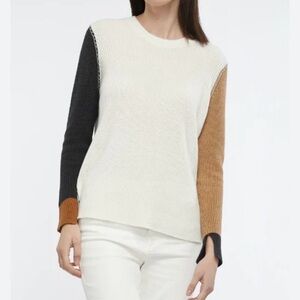 Men's Crewneck Sweater - White, Black, and Brown